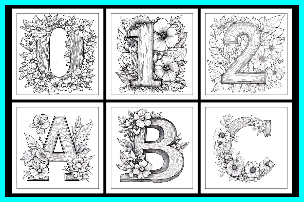 Floral Alphabet Coloring Pages, an Education Illustration by protabsorkar11 (Photo 4 of 7)
