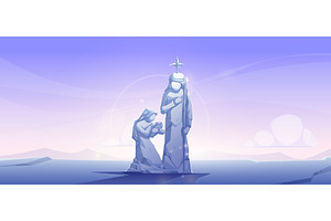 Stone sculpture nativity scene, an Illustration by art PVP - market