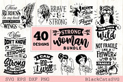 Strong woman SVG bundle 40 designs, an Illustration by BlackCatsMedia (Thumbnail 1 of 4)
