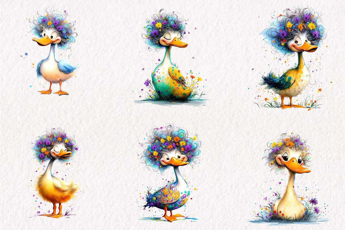 Whimsical Duck Clipart Bundle, a Seasonal Illustration by CreationArt (Photo 3 of 7)