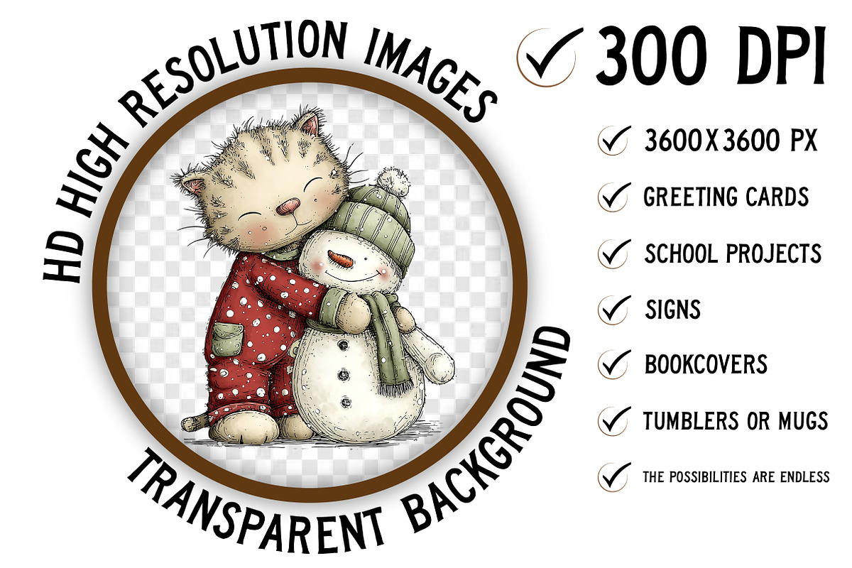 Winter Pajama Cats Clipart, an Illustration by Craft Nest (Photo 2 of 11)