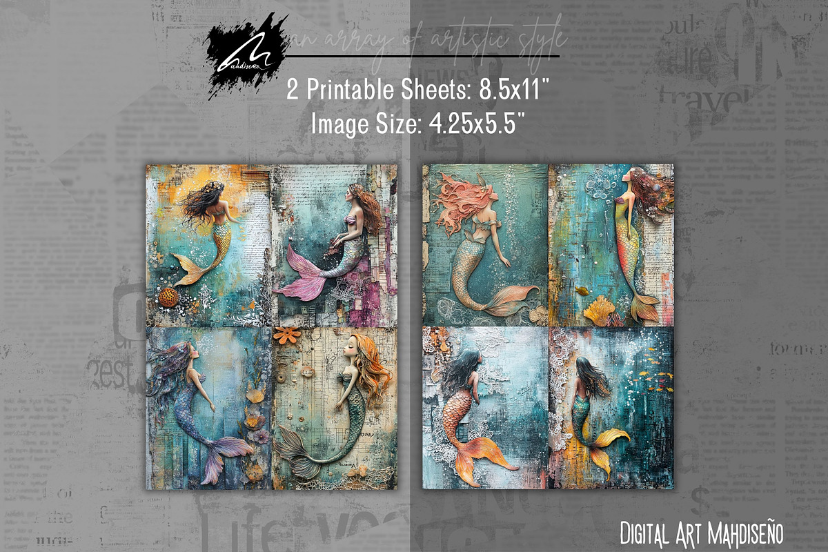 Whimsical Mermaid, Lace Journal Page, a Person Illustration by Digital Art Mahdiseño (Photo 5 of 10)