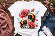 Floral Bee Clipart, a Seasonal Illustration by CreationArt (Thumbnail 6 of 7)