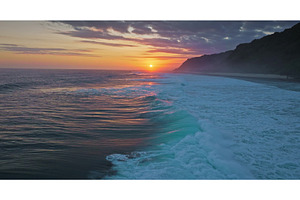 Tropical Bali island sunset over