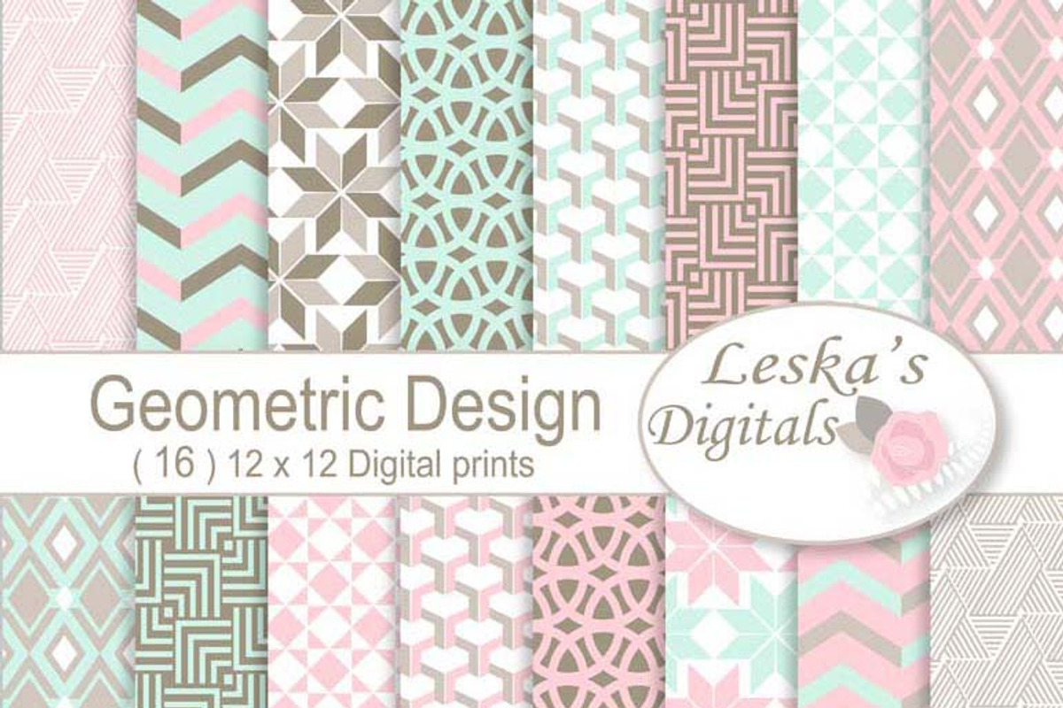 Geometric Digital Paper Patterns, a Pattern Graphic by Leska's Digitals (Photo 1 of 6)