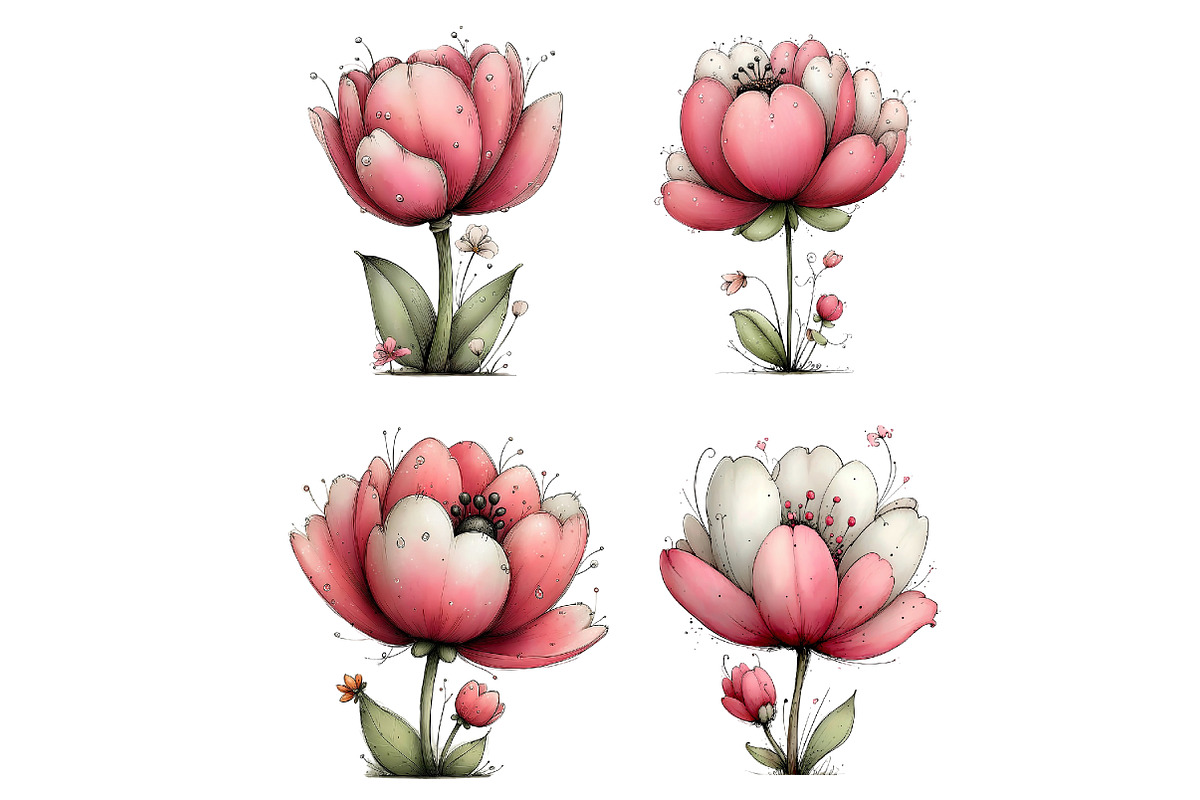 whimsical spring tulip flower clipar, an Illustration by Designworld (Photo 4 of 4)