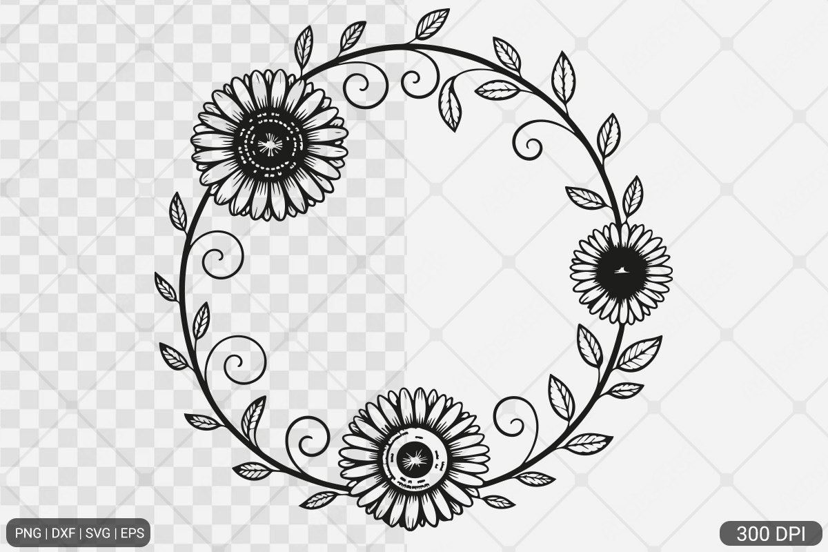 Sunflower Frame SVG PNG Bundle, an Illustration by Actual Pixel (Photo 11 of 23)