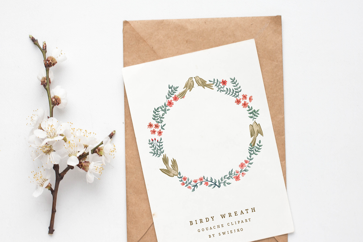 Gouache Wreath, Wedding, Birds, an Illustration by swiejko (Photo 2 of 5)