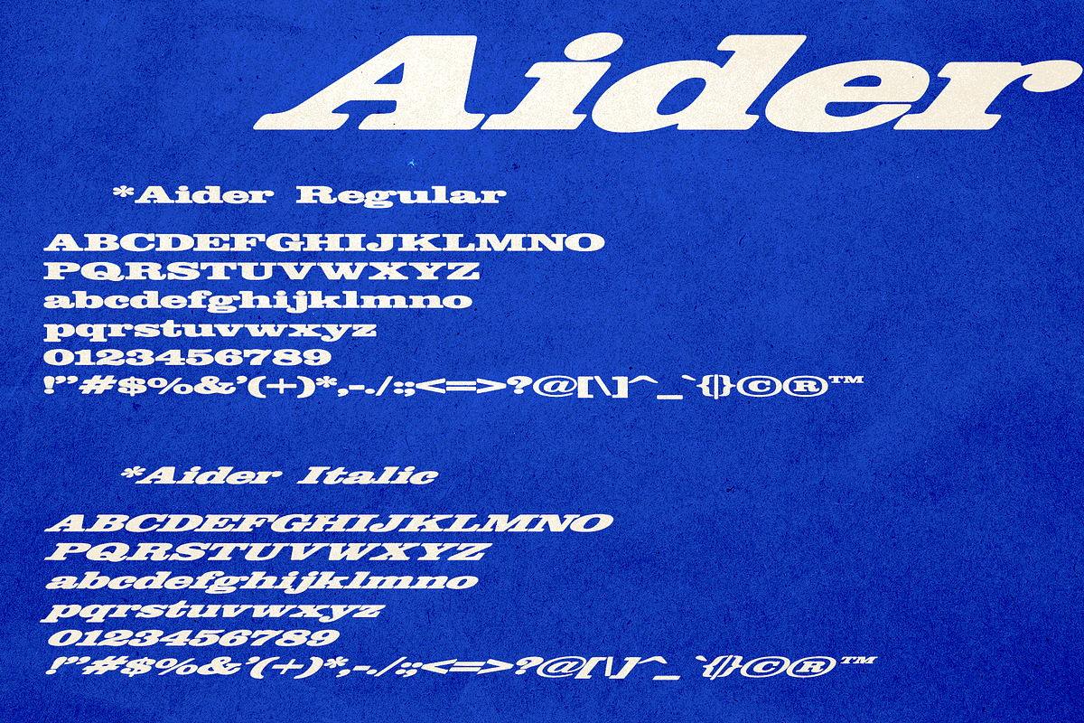 AIDER - Bold Retro Slanted Display, a Slab Serif Font by Hainz Studio (Photo 2 of 10)