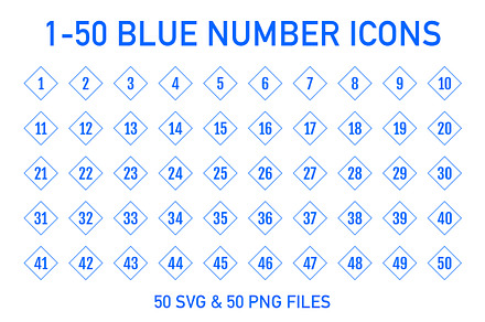 1-50 Blue Outline Cube Numbers