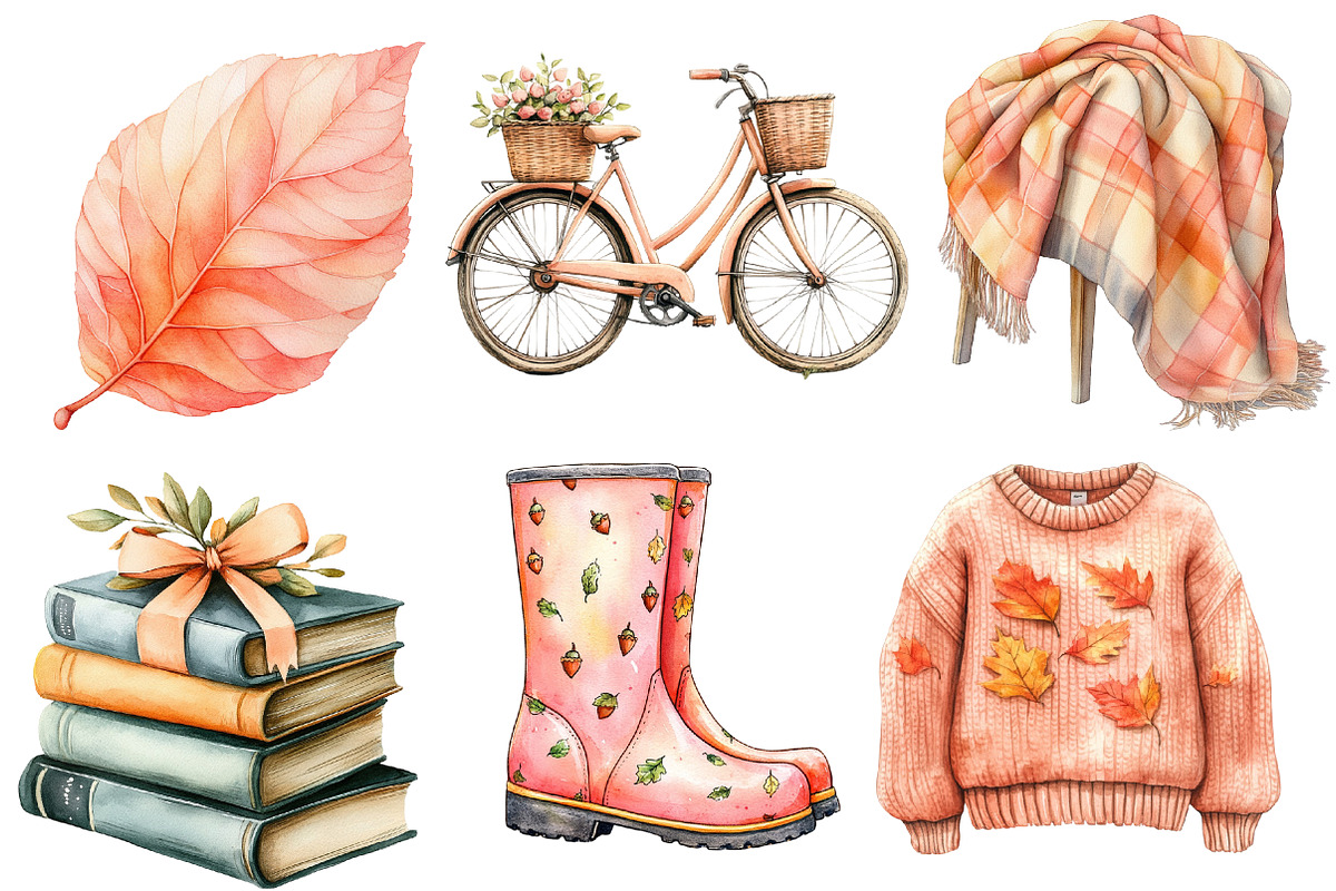 Peach Colored Autumn Clipart, an Illustration by Designworld (Photo 4 of 6)