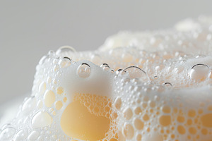 Soap with foam on white background