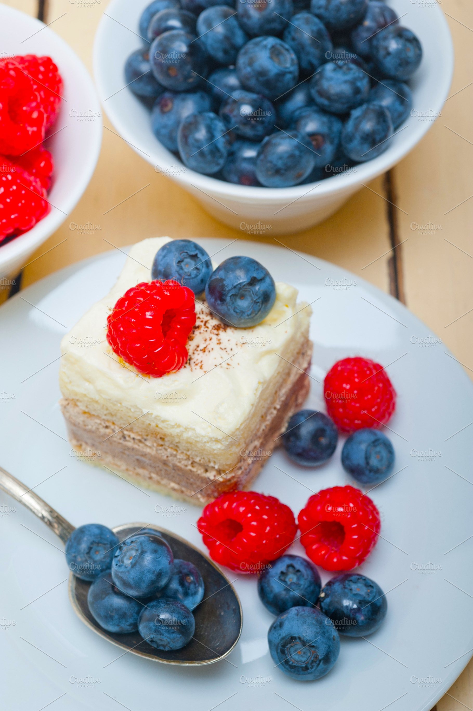 fresh raspberry and blueberry cake, a Food & Drink Photo by keko64