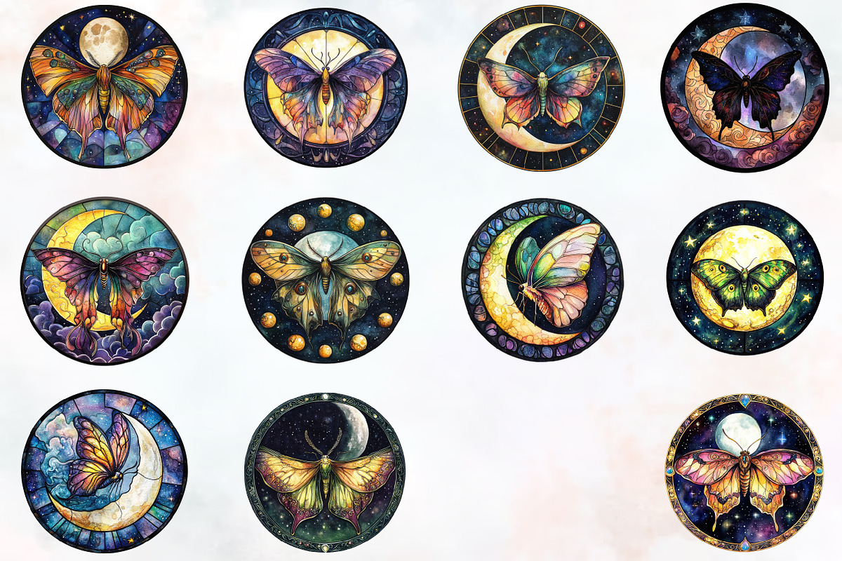 Lunar Moth Stained Glass Clipart, an Illustration by RobertsArt (Photo 4 of 7)