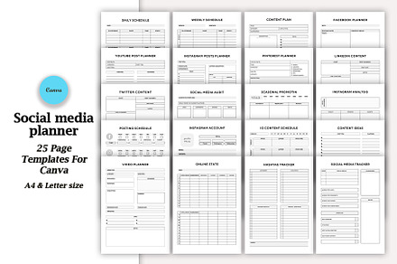 Editable social media planner, a Stationery Template by DesignByStore