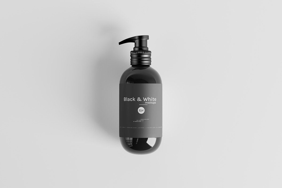 Black & White Mockups - Pump Bottles, a Packaging Mockup by pmvch (Photo 138 of 160)