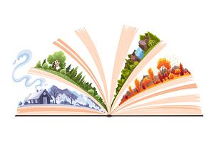 Book four seasons summer, winter, a Texture Illustration by the8monkey