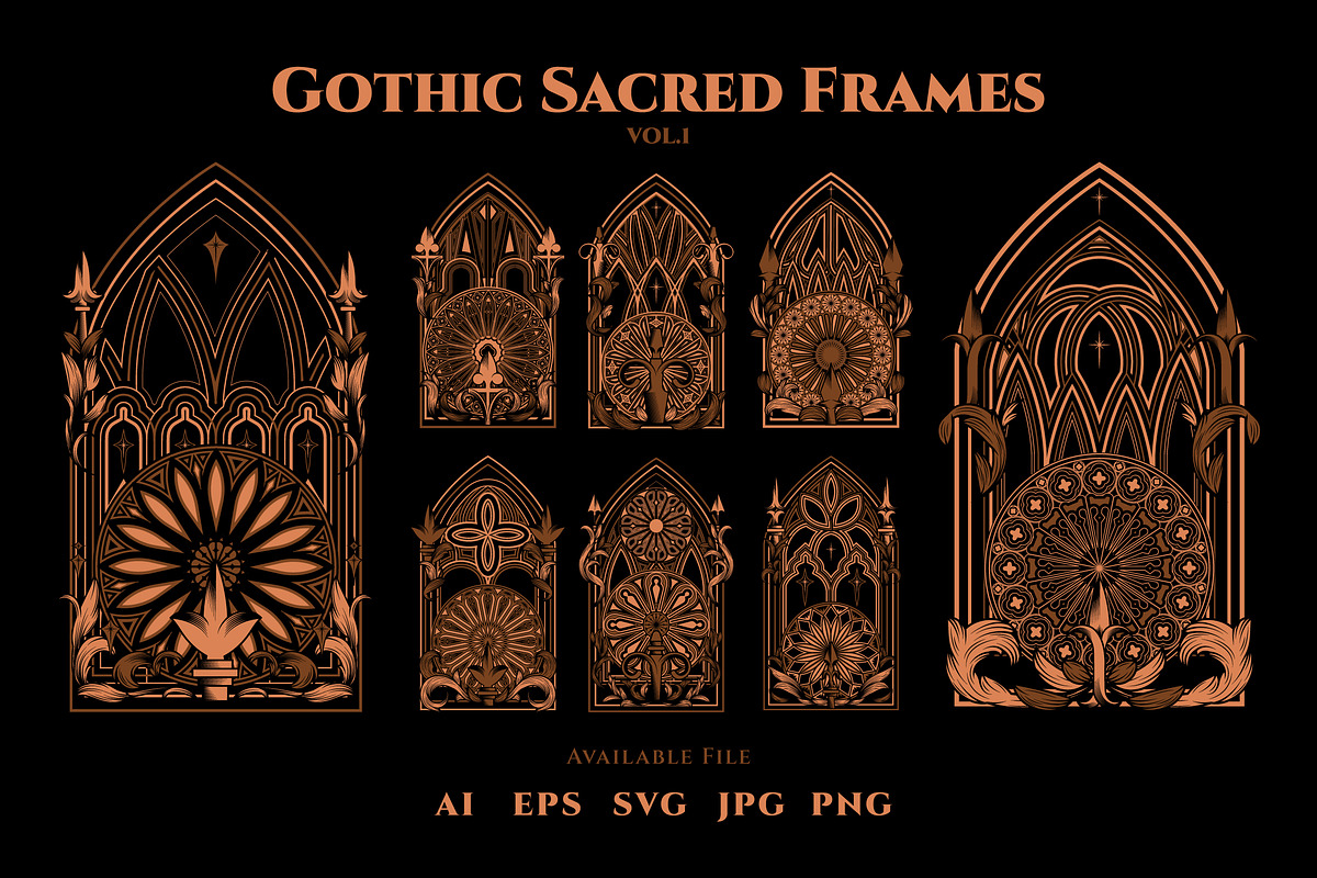 Gothic Sacred Frames Vol.1, an Object Graphic by Bewalrus Studio (Photo 1 of 5)