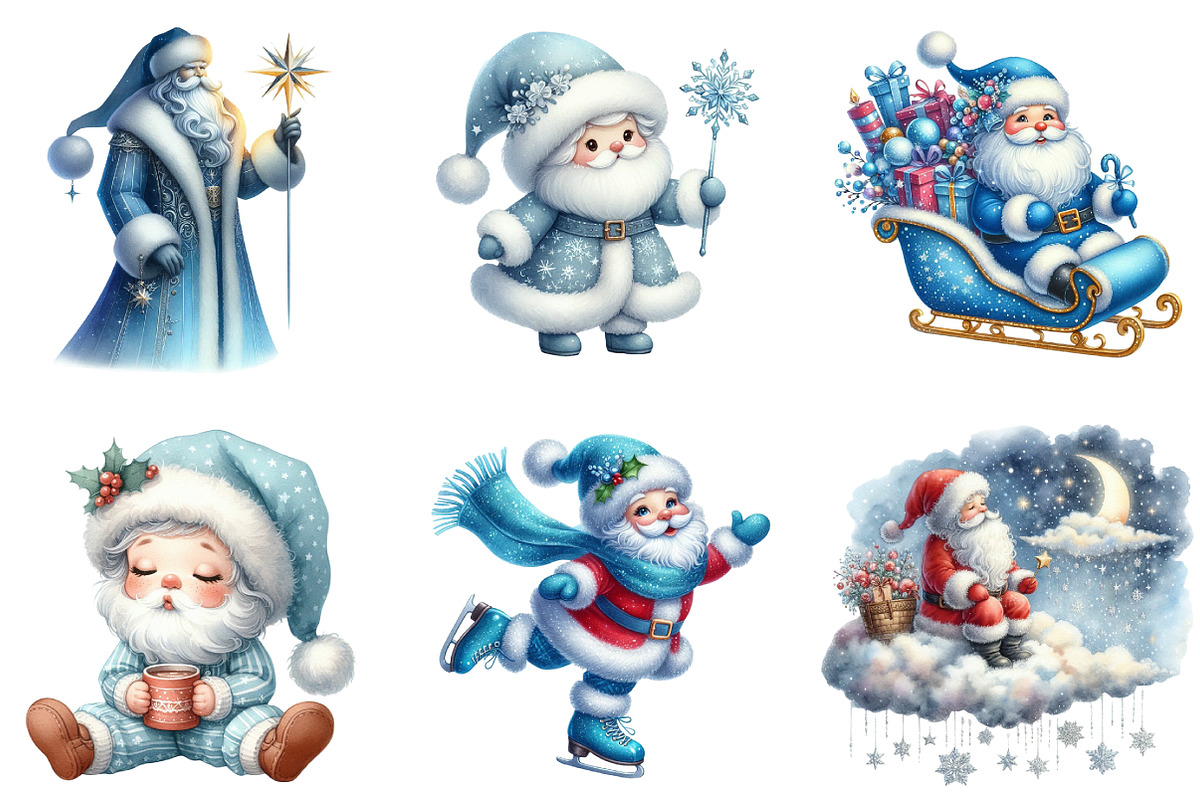 Blue Santa Claus Clipart, an Illustration by DreamArtGraphic (Photo 4 of 5)