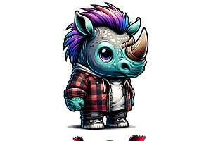 Grunge Rhino Clipart Collection