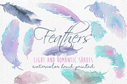 Feathers Watercolor hand painted, an Illustration by MaraquelaStudio (Thumbnail 1 of 5)