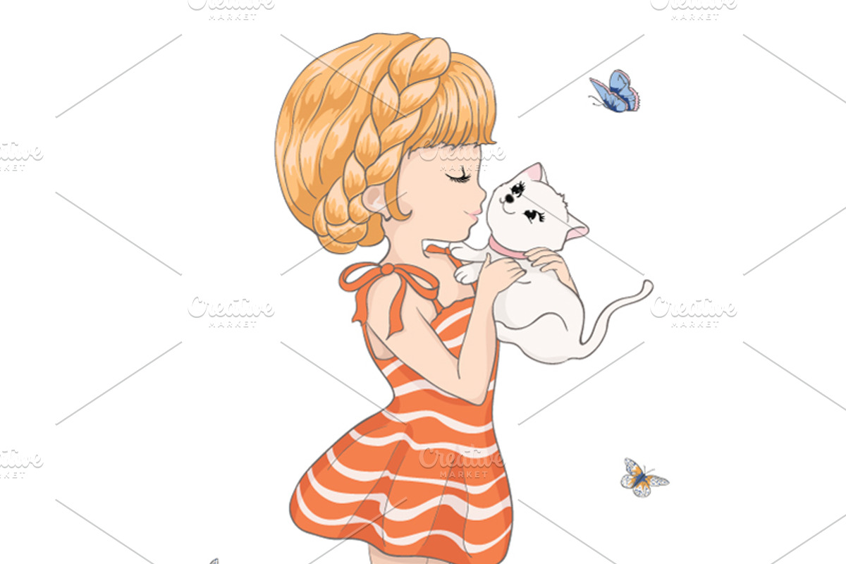 set with 32 cartoon girls-cute girls, an Animal Illustration by StudioLondon (Photo 11 of 33)