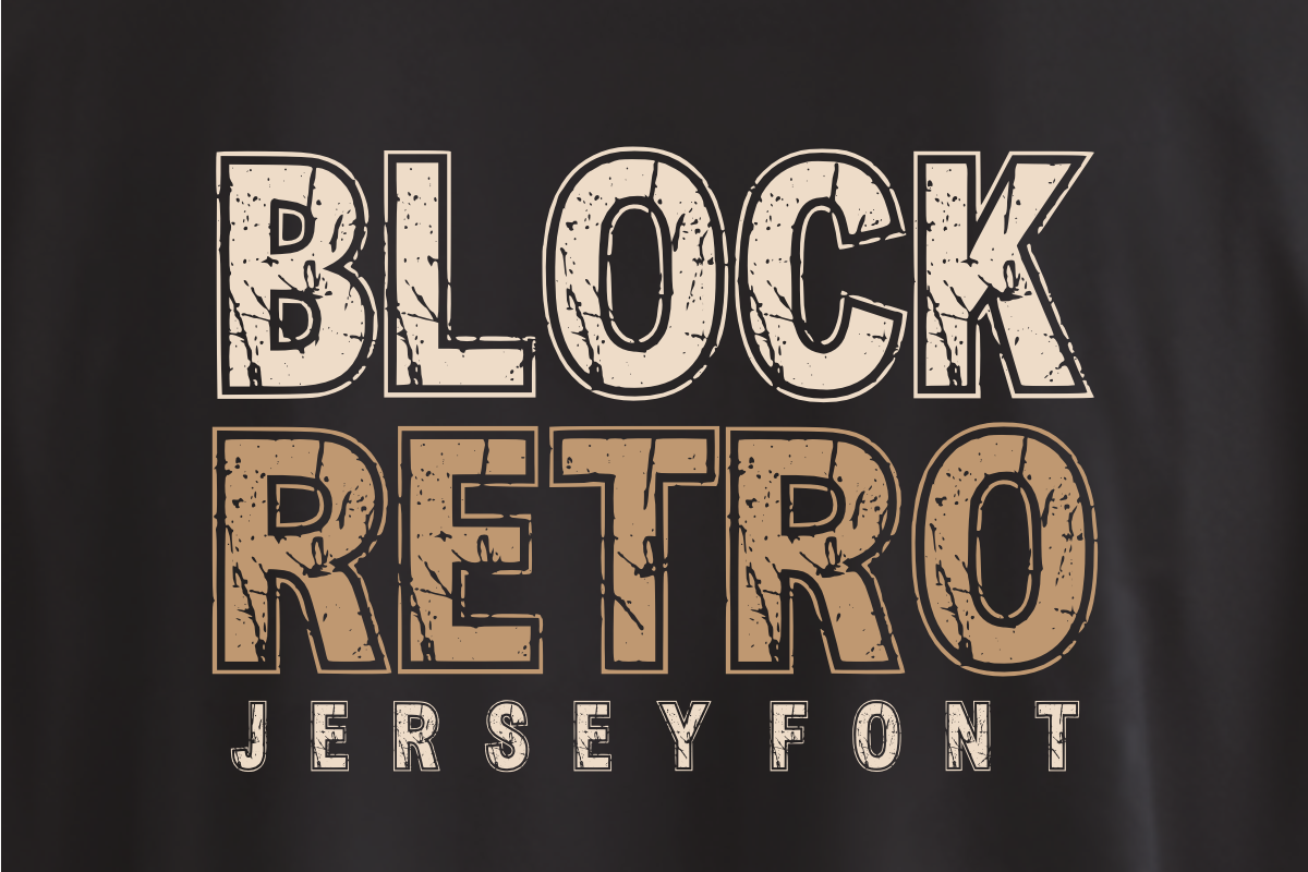 Block Retro -Distressed Varsity Font, a Sans Serif Font by KiddoGlyphs Studio (Photo 1 of 4)