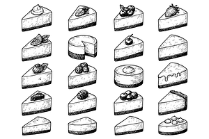Cheesecake Illustration Collection, an Object Graphic by nikagraphic