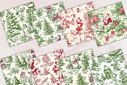 Green Christmas Toile Digital Paper, a Pattern Graphic by Paper & Pattern Studio (Thumbnail 2 of 9)