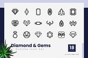 Diamond and Gems Outline Icons, an Outline Icon by Zeer Graphic (Thumbnail 2 of 2)