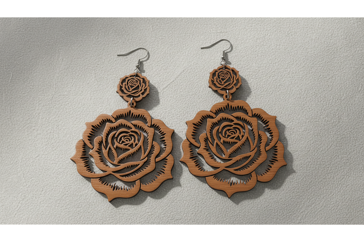 Floral Drop Earring SVGs, a Graphic by hafijul (Photo 3 of 11)