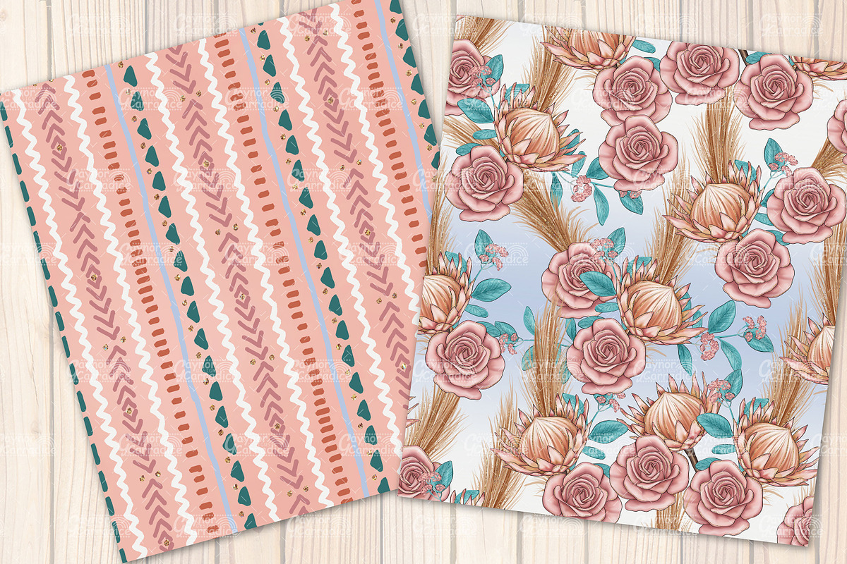 Boho Beach seamless pattern bundle, a Pattern Graphic by Gaynor ...