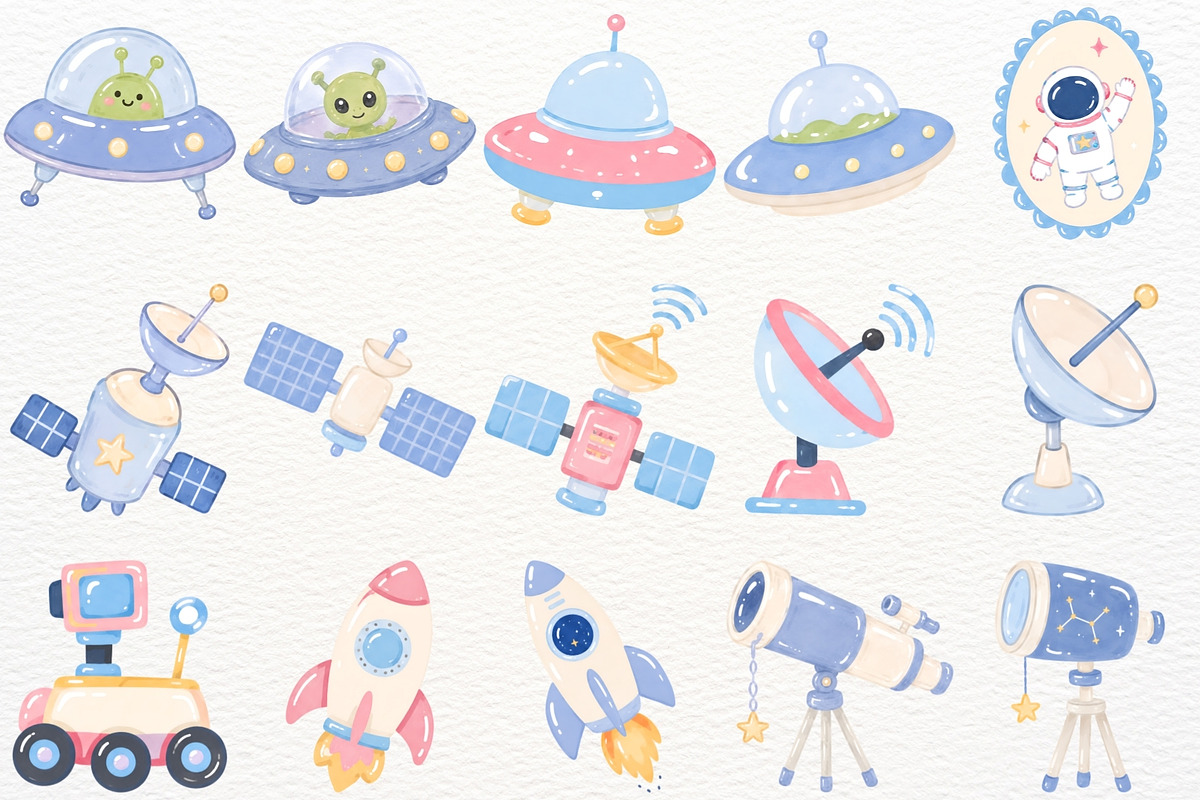 Outer Space Clipart Kids Astronauts, an Object Illustration by SugarCloudStudioArt (Photo 4 of 6)