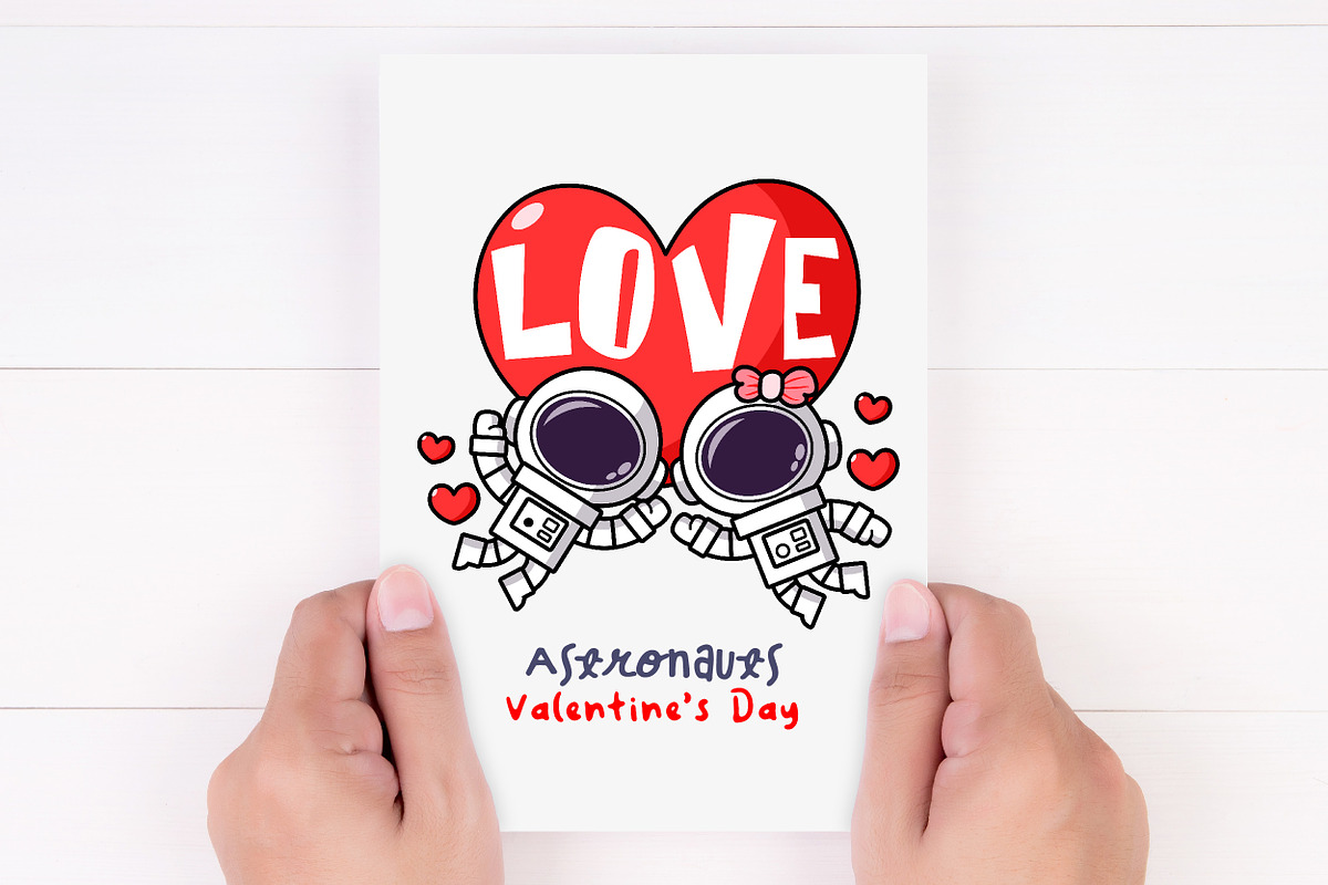 Cute Astronaut couple Valentine day, a Seasonal Illustration by Noey smiley (Photo 4 of 9)