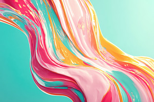 Colorful flowing paint ribbons, an Abstract Photo by AlyaAnd