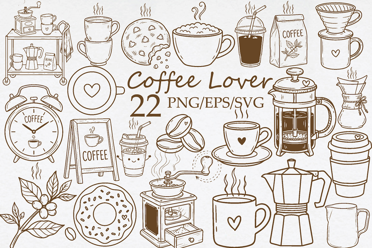 Coffee Lover PNG Clipart Bundle, a Seasonal Illustration by Daily.Designs (Photo 1 of 4)