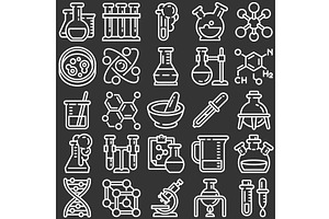 Planets Icon Set, Outline Style