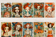 ORANGE WHIMSICAL GIRLS JUNK JOURNAL, a Person Illustration by Daring Digies (Thumbnail 2 of 6)