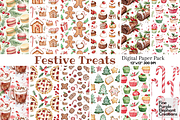Watercolor Christmas Sweets Desserts, a Pattern Graphic by Fine Purple Elephant (Thumbnail 1 of 5)