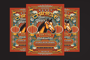 Red Chinese New Year Year Of The Hor, a Flyer Template by Muhamad Iqbal hidayat