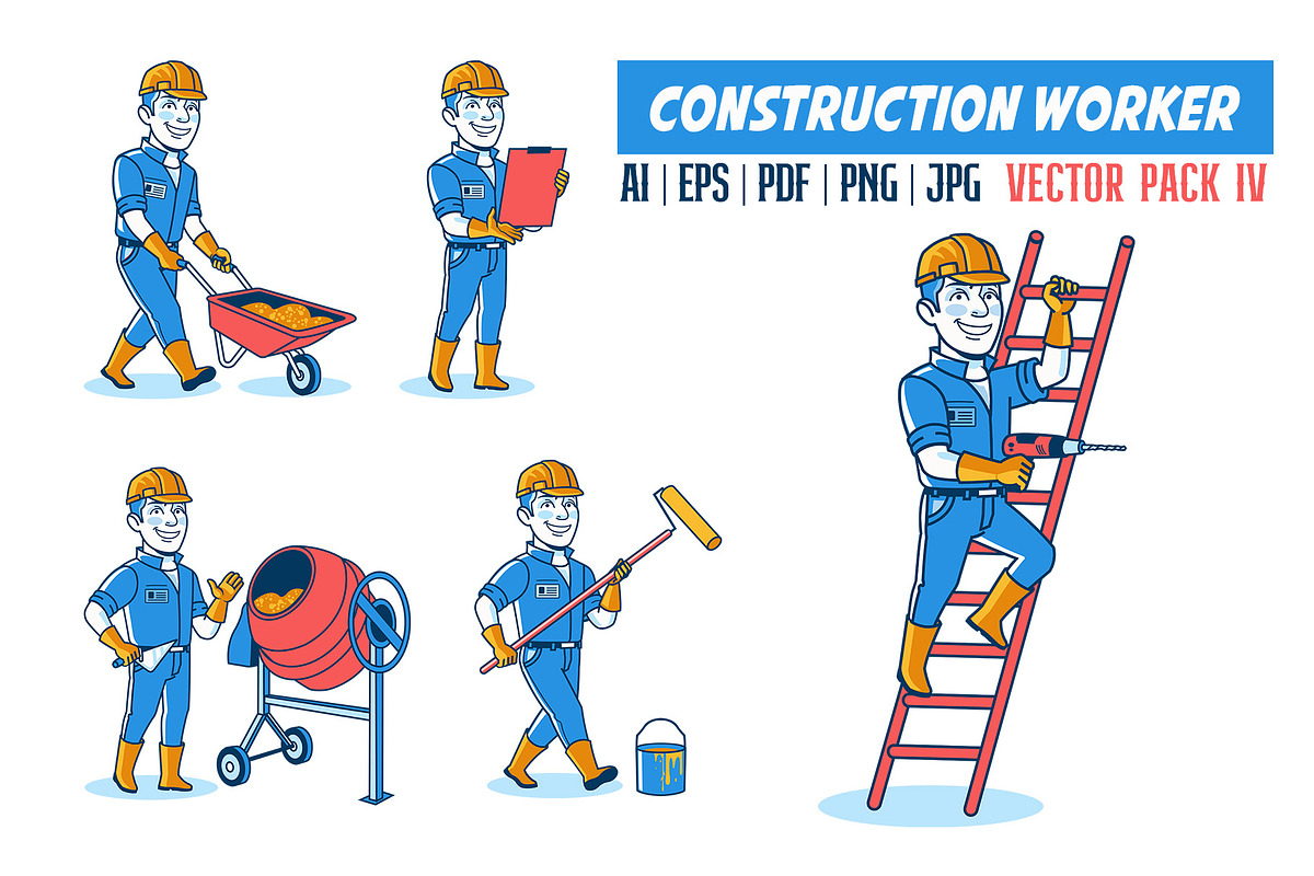 Male Construction Worker Pack #4, a Person Illustration by Silpin