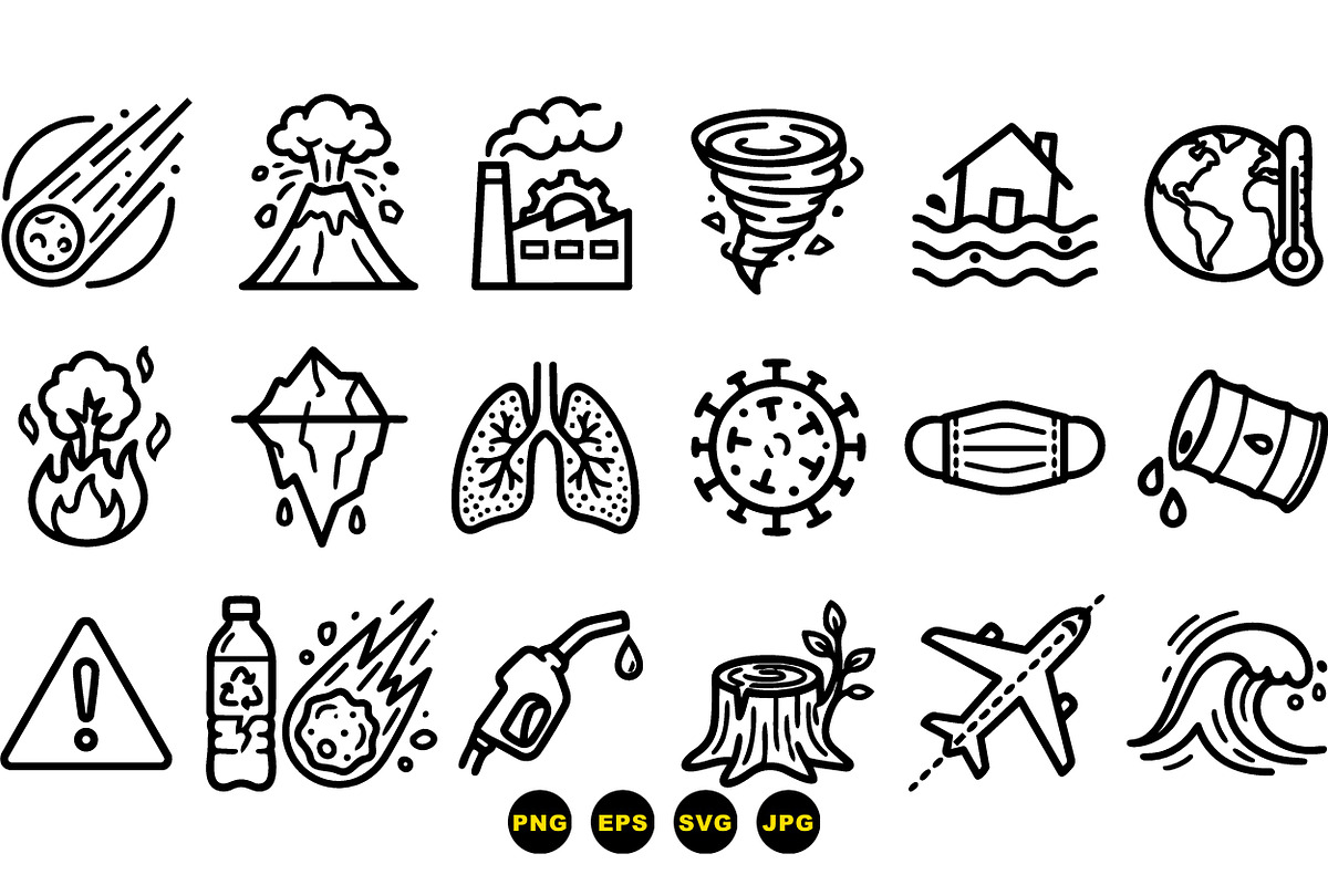 Natural Disaster Icon Set, an Illustration by designvectx (Photo 3 of 3)