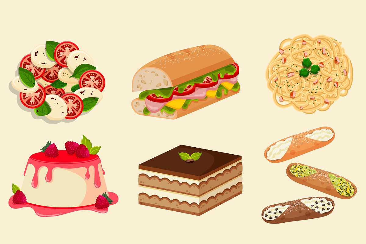 Italian Cuisine Food Illustrations, a Food Illustration by ThePixelLibrary (Photo 3 of 7)