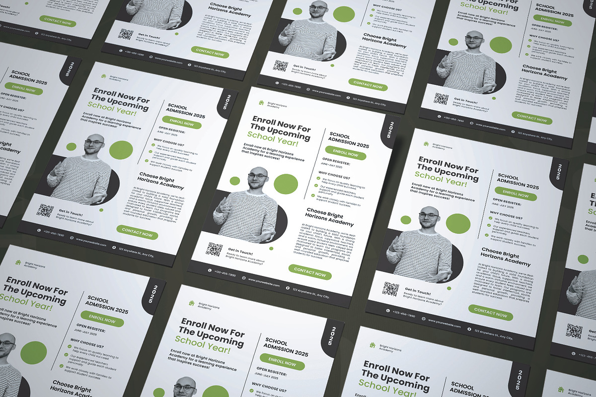 School Admission Modern - Flyer, a Flyer Template by AQR Studio (Photo 2 of 2)