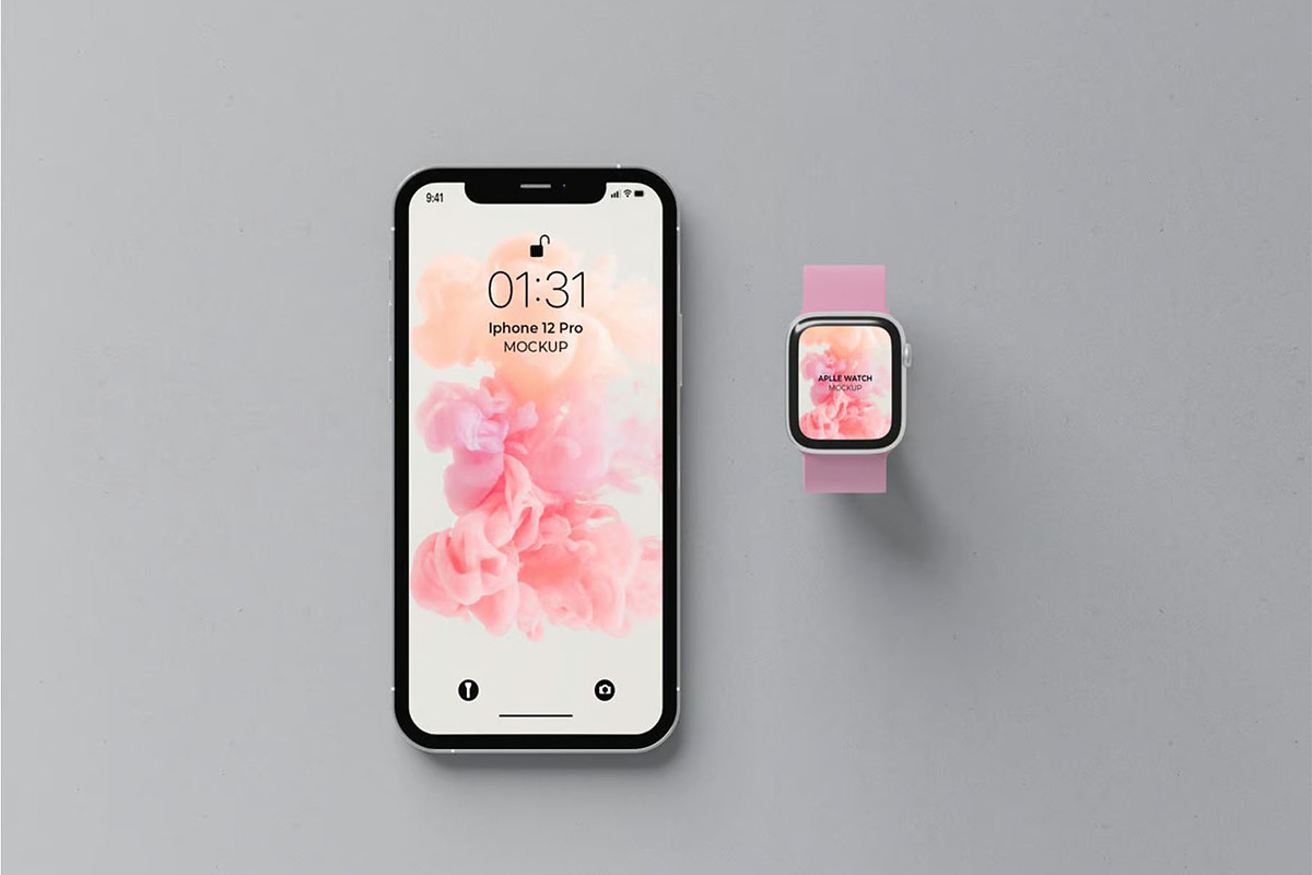 Smart Watch and Phone Mockup, an Advertising Mockup by Se٧enStudio (Photo 2 of 3)
