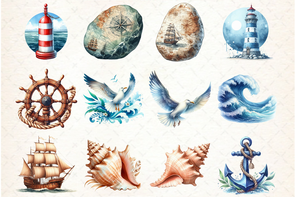 Watercolor Nautical Summer Clipart, a Graphic by Libby Wishes (Photo 4 of 5)