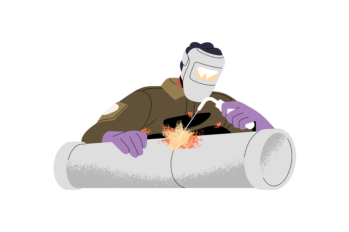 Welders work with metal set, a Work Illustration by PaperTrident (Photo 3 of 9)