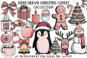 Hand Drawn Christmas Clipart, an Illustration by OK Design