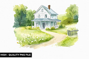 Watercolor House Clipart Bundle, an Illustration by crative8112 (Thumbnail 4 of 9)