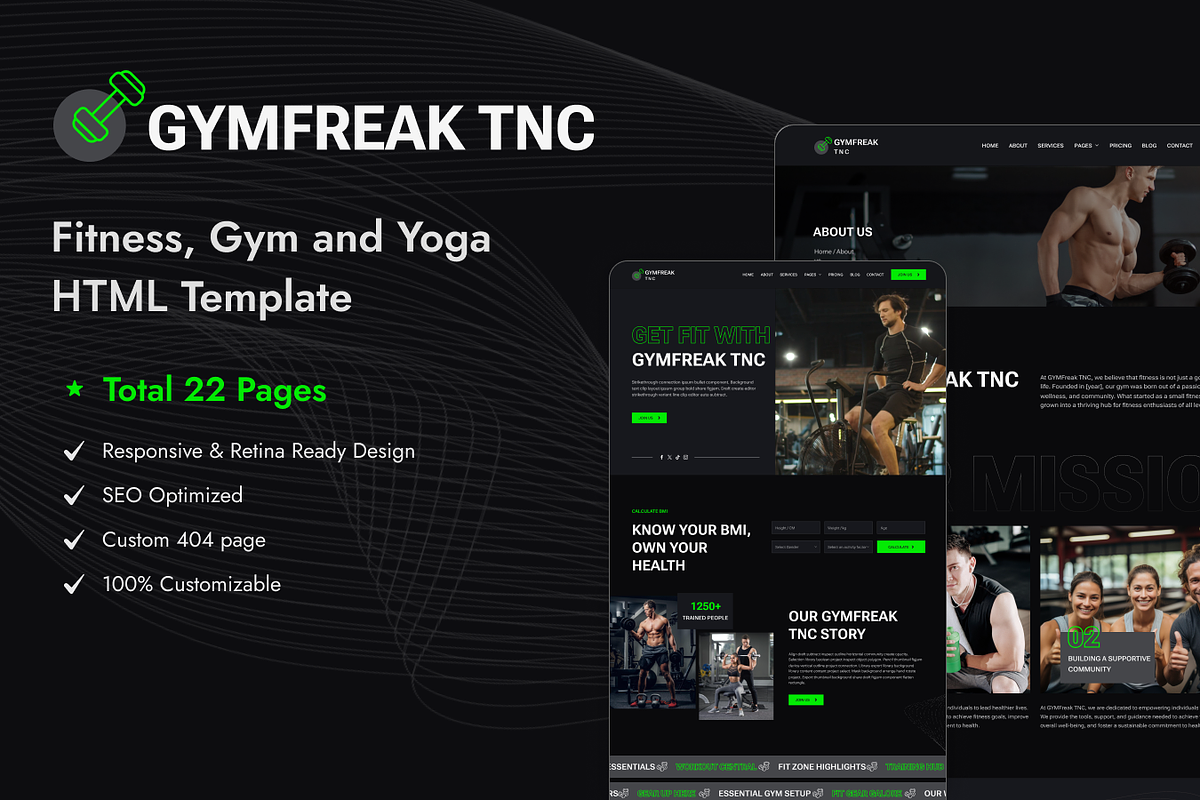 GYMFreak - Gym Website Template, a HTML Template by TNCFlow (Photo 1 of 5)